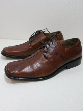 Michele Olivieri Croco Leather Comfort Dress Men's Footwear Oxfords Shoes Sz 10